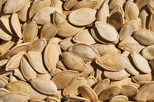  The superfood for October is pumpkin seeds. Pumpkin seeds, also called pepitas, are a good source of protein, magnesium, zinc and copper. 