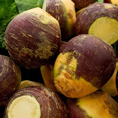 Rutabaga is a whole food providing an excellent source of vitamin C, and a good source of fiber, magnesium, phosphorus, potassium & manganese.