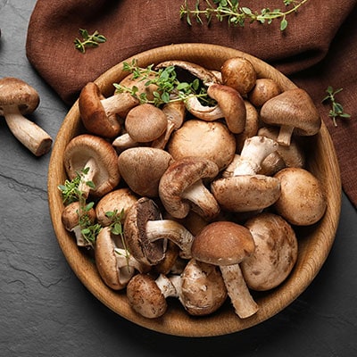 The white button mushroom is the most commonly consumed mushroom in the world and is a good source of riboflavin, pantothenic acid, and copper.