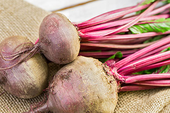 Multiple varieties of beets are available including red, yellow or gold, and candy-cane striped colored Chioggia beets.
