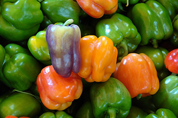 Bell peppers come in a variety of colors, including green, yellow, orange, red, purple and even white and brown. Bell peppers can be eaten raw or cooked. Try them roasted, baked or sautéed.
