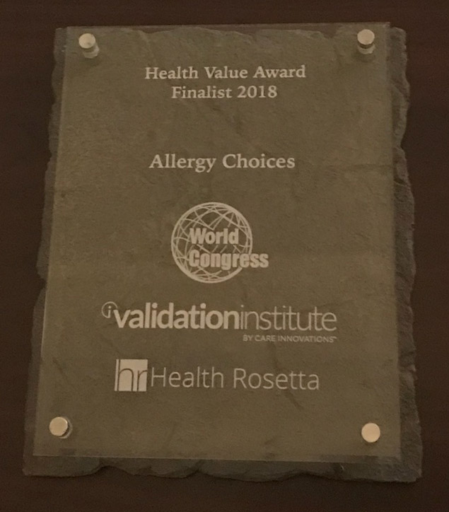 Health Value Award plaque